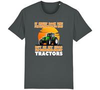 Corporate Togs Thinking About Tractors Farming T-Shirt - Farm Worker Gift Idea, Graphic Print Tee, 100% Cotton, Round Neck T-Shirt | Ideal for Men and Women Gray