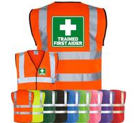 Corporate Togs TRAINED FIRST AIDER Printed Hi-Vis Vest - High Visibility Safety Waistcoat Tabard, Fastening | Protective Safety Wear & Safety Wear