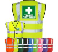 Corporate Togs TRAINED FIRST AIDER Printed Hi-Vis Vest - High Visibility Safety Waistcoat Tabard, Fastening | Protective Safety Wear & Safety Wear
