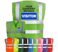 Corporate Togs VISITOR CUSTOM Printed High-Visibility Tabard, Personalised Vest with 2 Band & Brace Reflective Strips, Fully EN471 Health & Safety Compliant | Safety Accessory