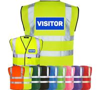 Corporate Togs VISITOR Printed Hi-Vis Safety Vest, Safety Apparel with 2 Band & Brace Reflective Strips, Fully EN471 Health & Safety Compliant | Protective Safety Wear