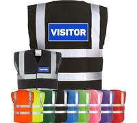 Corporate Togs VISITOR Printed Hi-Vis Safety Vest, Safety Apparel with 2 Band & Brace Reflective Strips, Fully EN471 Health & Safety Compliant | Protective Safety Wear
