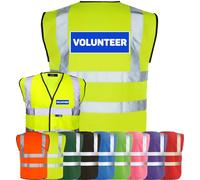 Corporate Togs VOLUNTEER Printed High Visibility Waistcoat - Hi-Vis Safety Vest Tabard, Brace Hi-Vis Strips, Fully EN471 Health, Protective Safety Wear | Safety Apparel