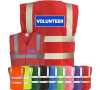 Corporate Togs VOLUNTEER Printed High Visibility Waistcoat - Hi-Vis Safety Vest Tabard, Brace Hi-Vis Strips, Fully EN471 Health, Protective Safety Wear | Safety Apparel