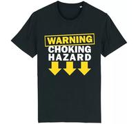 Corporate Togs Warning Choking Hazard T-Shirt, Novelty Slogan Printed Tee, Funny Gift Idea for Men, 100% Cotton, Short Sleeves, Printed Rude Joke Tee, S-XXL | Shirts & Tops Black