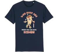 Corporate Togs Why Have Abs When You Can Have Kebabs Printed T-Shirt - Funny Graphic, Short Sleeve T-Shirt, Round Neckline, Cotton Wear, Regular Fit Tee | for Adults Navy Blue
