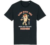 Corporate Togs Why Have Abs When You Can Have Kebabs Printed T-Shirt - Funny Graphic, Short Sleeve T-Shirt, Round Neckline, Cotton Wear, Regular Fit Tee | for Adults Black