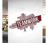 Corporate Wall Art Sticker - Teamwork, Leadership, Training, Skills Goal, Respect... - Company Office, Conference Room [XLarge] [Burgundy]
