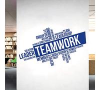 Corporate Wall Art Sticker - Teamwork, Leadership, Training, Skills Goal, Respect... - Company Office, Conference Room [XLarge] [Mid Blue]