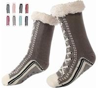 CorpoVib Ultra-Thick Cashmere Slipper Home Socks, Women's Winter Cashmere Slipper Socks, Standard Size Women's Extra Thick Slipper Socks, Grey, 5-9