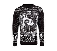Corpse Bride Christmas Jumper Bride Skulls Official Unisex Ugly Sweater XXL Black