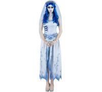 Smiffys Corpse Bride Emily Costume for Adults, Dress and Headband with Veil, Officially Licensed, Cutout Rib and Distressed Hem Details, Perfect for Matching Couples and Family Outfits