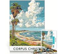 Corpus Christi Beach Scene Jigsaw Puzzles 1000 Piece for Teenagers Brain Think, Smooth Connection, Real Challenge, Festive Gift (38x52cm)