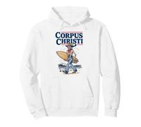 Corpus Christi Surf Retro Skeleton Cowboy Surfing Texas Pullover Hoodie