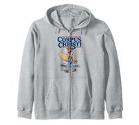 Corpus Christi Surf Retro Skeleton Cowboy Surfing Texas Zip Hoodie