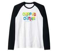 Corpus Christi Texas Mid Century Design Raglan Baseball Tee