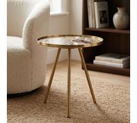 Corra Gold Finish Side Table with Antique Glass Top