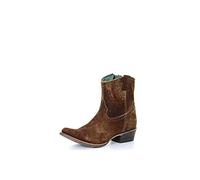 Corral Boots Women's 8-Inch Abstract Distressed Leather Round Toe Chocolate/Tan Western Boot