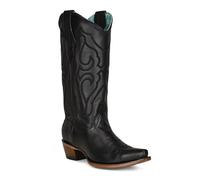 Corral Boots Women's Black Handcrafted Western Boots | Snip Toe Tall Cowboy Boots with Embroidery Design, Black, 7 UK