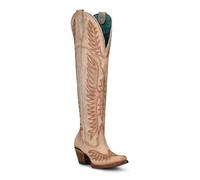 Corral Boots Women's Bone Handcrafted Western Boots | Tall Cowboy Boots with Sleek Classic Design, White, 5 UK