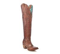 Corral Boots Women's Cognac Handcrafted Western Boots | J Toe Tall Cowboy Boots with Thunderbird Embroidery Design, Cognac, 7 UK