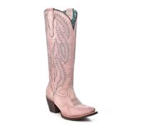 Corral Boots Women's Handcrafted Western Boots | Snip Toe Tall Cowboy Boots with Embroidered Design, Rose, 5.5 UK