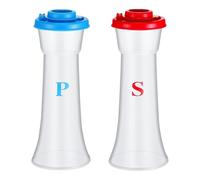 Correa Plastic Salt and Pepper Shakers with Lids Large Hourglass Covered Moisture Proof Salt Shaker Pepper Container 2pack
