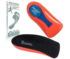 Correct-Position Orthotic Insoles: Plantar Fasciitis Relief | 3/4 Length | Arch Support for Overpronation & Flat Feet - Reduce Heel, Knee, & Back Pain | Men, Women, Kids Running | 1 Pair