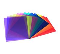 Correction Gel Light Filter,12 PCS A4 Coloured Transparent PVC Plastic Sheets Semi-Transparent PP Film for Photography Lighting,Stage Effects,Reading Aid 12 Vibrant Colors 29.7x21CM