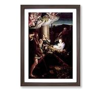 Correggio The Holy Night Framed Print | A2 Walnut Framed Wall Art | Ready to Hang | Modern Nature Picture | Living Room Bedroom Lounge Office