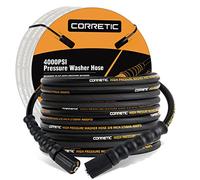 Corretic 3/8 Pressure Washer Hose 30FT, Heavy Duty & Non-Marking Pressure Washer Hose 4000 PSI Kink Resistant, High Tensile Wire Braided Power Washing Hose, M22 14mm Brass Thread Adapter Set
