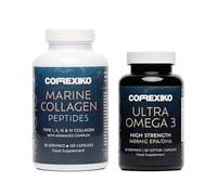 CORREXIKO Marine Collagen Capsules & Ultra Omega 3 Bundle, 1-Month Supply | Supports hair, skin, nails and joints with 2000mg hydrolysed peptides per serving, hyaluronic acid, vitamin C, EPA and DHA