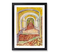 Corridor in The Asylum by Vincent Van Gogh Framed Print | A2 Black Framed Wall Art | Ready to Hang | Modern Historical Picture | Living Room Bedroom Lounge Office