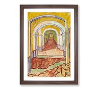 Corridor in The Asylum by Vincent Van Gogh Framed Wall Art Print A2 Walnut | Ready to Hang, Premium Gi Paper, Fade-Resistant Inks, Securely Packaged, UK Made
