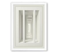 Corridor of Perspective Minimalist Framed Wall Art Print A3 (42×29.7cm) White, Wall Decor for Living Room, Bedroom, Office & Home, Ready to Hang, Art Gift
