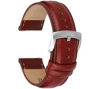 CORROPELLE Quick Release Leather Watch Band, Stylish Full Grain Leather Replacement Strap for Men Women, Choice Width 18mm 19mm 20, Cognac Brown Leather (Silver Buckle), 22 mm, Minimalist