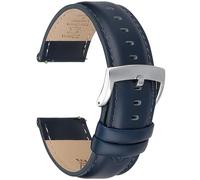 CORROPELLE Quick Release Leather Watch Band Stylish Full Grain Leather Replacement Strap for Men Women Choice Width 18mm 19mm 20, Navy Leather (Silver Buckle), 22 mm, Minimalist