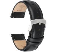 CORROPELLE Quick Release Leather Watch Bands Stylish Top Grain Leather Replacement Bands for Men Women Smart Watch and Choice Width:18mm 19mm 20, Black Leather (Silver Buckle), 18mm, Minimalist