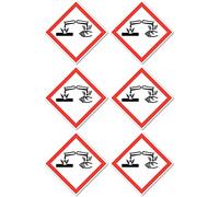 Corrosive Hazard Symbol UN/GHS Hazard Pictogram Stickers 5cm Pack of 6