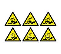 Corrosive substance warning symbols safety sign pack - Set of 6 - Size 90mm x 80mm - Self adhesive vinyl sticker labels- Clearly warn about hazardous materials, locations or objects