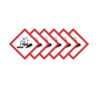 Corrosive Warning Hazard Diamond Multi Pack 100mm x 100mm Strong Adhesive Vinyl Stickers for Safety (6)