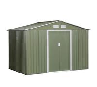 Corrugated 9 x 6' Double Door Reverse Apex Garden Shed With Ventilation Steel Green by Steadfast