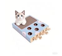 Corrugated Cardboard Cat Scratcher Cat Enrichment Toys for Indoor Scratching Board With Whack A Mole Game And Funny Stick Treat Toy & Multi-Purpose Scratching Pad