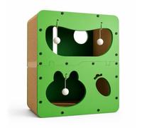 Corrugated Cardboard Cat Scratcher House, Multi-Cat Scratching Board & Pad, Furniture for Indoor Play, Green, style to 1