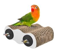 Corrugated Cardboard Perch and Foraging Platform for Small Parrots, Conures, Cockatiels and Lovebirds - Chewable Stand with Treat Placement for Beak and Claw Conditioning