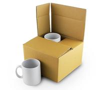 Corrugated Mug Box- Brown Shipping Boxes for 11oz 10oz Mugs, Smash Proof and Strong Pack of 15, Each Holds 4 Mugs