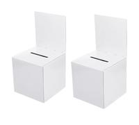 Corrugated Paper Donation Box, 2-Pack with Removable Header Board for Suggestions or Ballot Collection, White 6 x 6 x 6 Inch