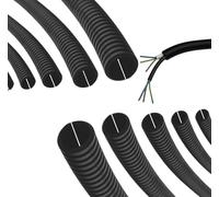 Corrugated Pipe Slotted Cable Protection - 2 m to 50 m - Polypropylene - Protective Tube Marten Protection - UV-Resistant Cable Tube - Flame Retardant & Slotted Cable Duct (10 Metres, Diameter 50 mm