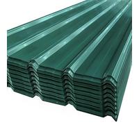 Corrugated Roofing Sheets 12pcs, Galvanised Metal Roofing Sheets, Box Profile 110x45cm Coated 7m² Trapezoidal Grooved Roof sheets, Waterproof Tiles Shed Roof Covering Outdoor Wall Cladding (Green)