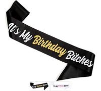 CORRURE 'It's My Birthday es' Birthday Sash with Gold Foil - Soft Black Satin Sash for Women and Men - Happy Birthday Sash for Girls, Sweet 16, 18th 21st 25th 30th 40th 50th or Any Other Bday